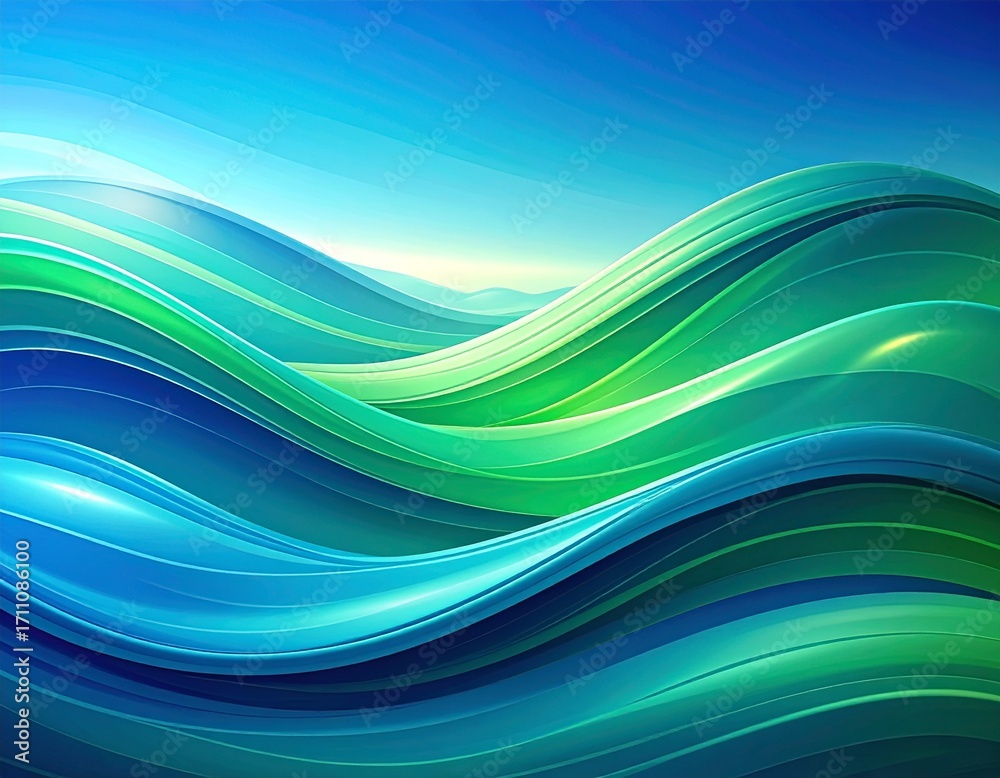 Fototapeta premium Abstrakte Wellen in Blau- und Grüntönen