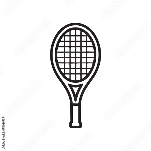 Vector art of tennis racket icon a simple line art illustration of a tennis racket, ideal for representing sports, recreation, fitness, and athletic activities in a clean and modern style