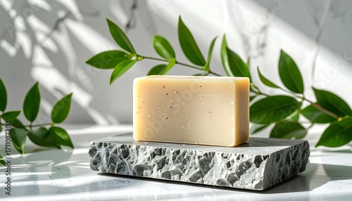 Wallpaper Mural Soap bar on stone coaster/white background Torontodigital.ca