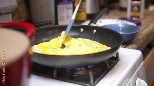 Homemade Shrimp Fried Rice Being Cooked in Kitchen - Series
