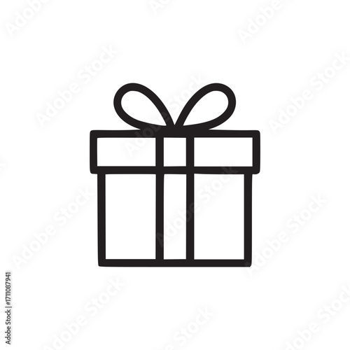 Illustration of a gift box with a ribbon, perfect for conveying themes of celebration, giving, and special occasions in a minimalist and modern style, suitable for various design projects