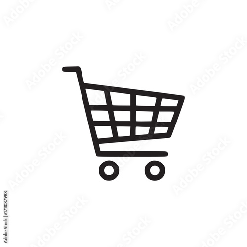 Vector art of minimalist shopping cart illustration, ideal for ecommerce, retail, and online shopping themes, conveying simplicity and modernity in design, suitable for web and mobile applications
