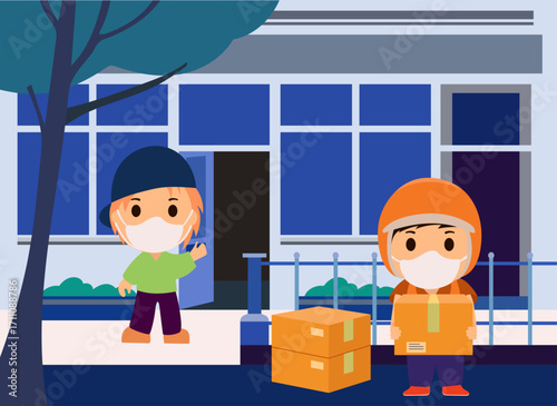 Shipping work painting shippers receiver sketch cartoon design