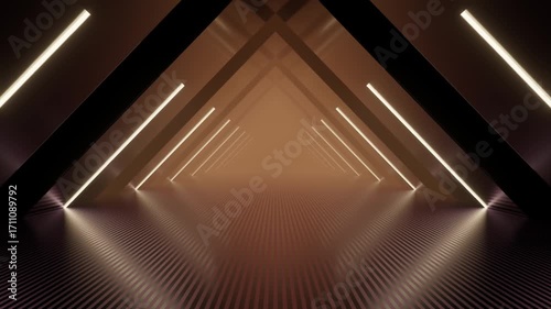 looping animation of Futuristic tunnel with glowing lines and geometric patterns.