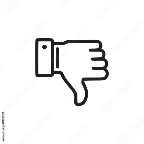 Vector art of a simple line art illustration of a thumbs down icon, depicting disapproval, dislike, or disagreement in a minimalist and clean design suitable for various applications