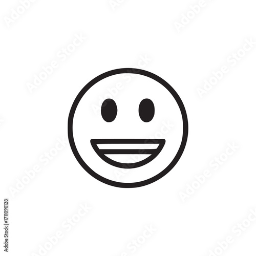 Vector art of simple smiling face icon the face is drawn with a minimalist style, featuring a round head, two eyes, and a curved mouth ideal for expressing happiness, positivity, and friendly emotions