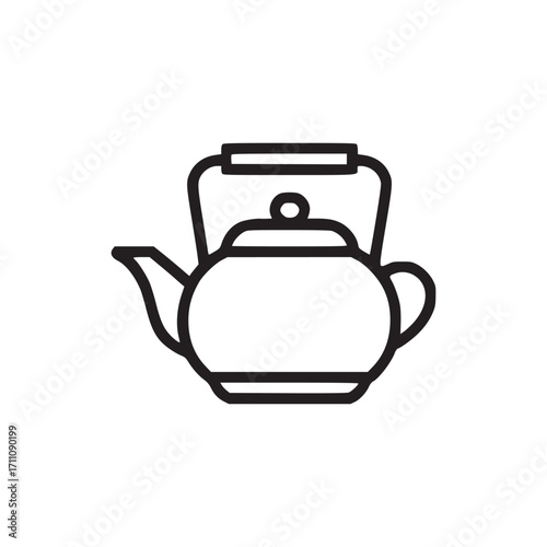 Illustration of a simple teapot icon the teapot is drawn in a minimalist style, with clean lines and a classic shape perfect for use in designs related to tea, beverages, or kitchenware