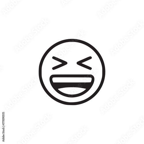 Vector art of a minimalist line art illustration of a laughing face, ideal for expressing joy, humor, and positive emotions in digital designs and social media content