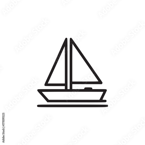 Vector art of minimalist line drawing of a sailboat a simple and elegant illustration representing travel, adventure, or nautical themes perfect for logos and designs