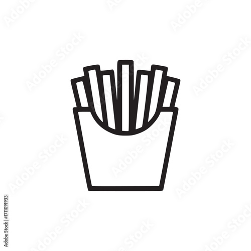 Illustration of french fries, perfect for representing fast food, snacks, or a tasty treat in a simple and appealing design