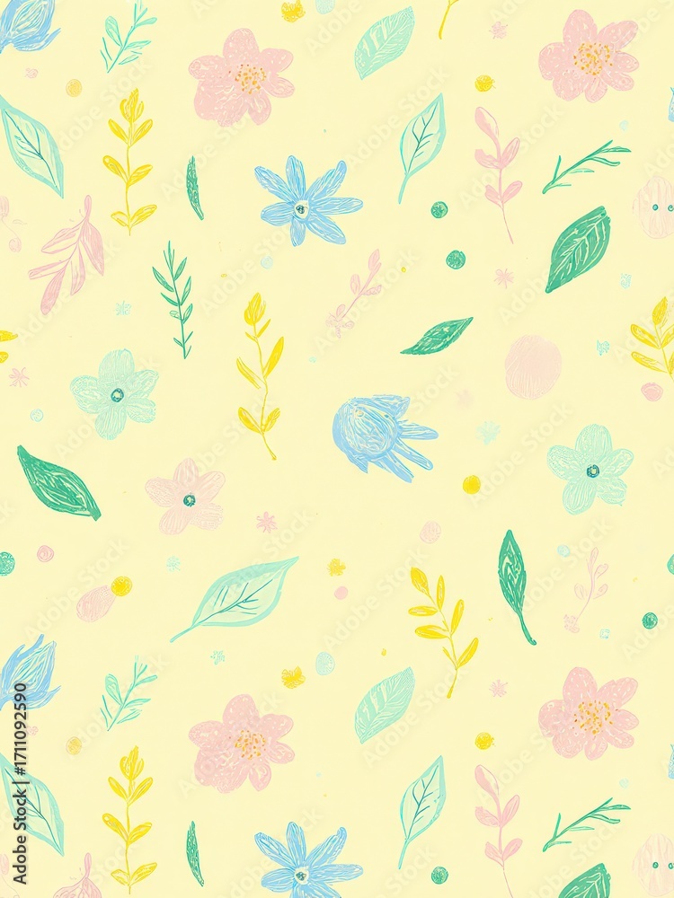 Obraz premium Pastel floral seamless pattern, perfect for spring designs.