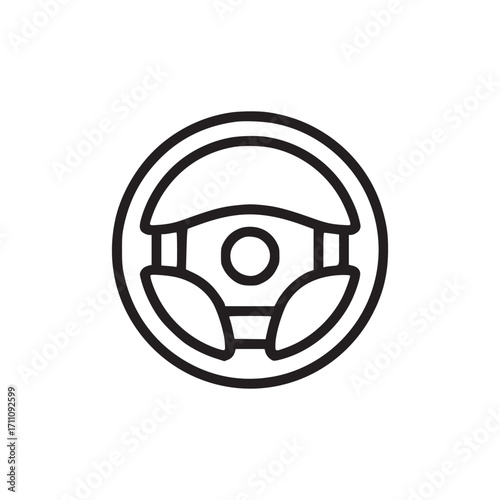 Vector art of steering wheel icon minimalist line art of a cars steering wheel, perfect for automotive designs, driving apps, or transportationrelated projects clean and simple vector illustration