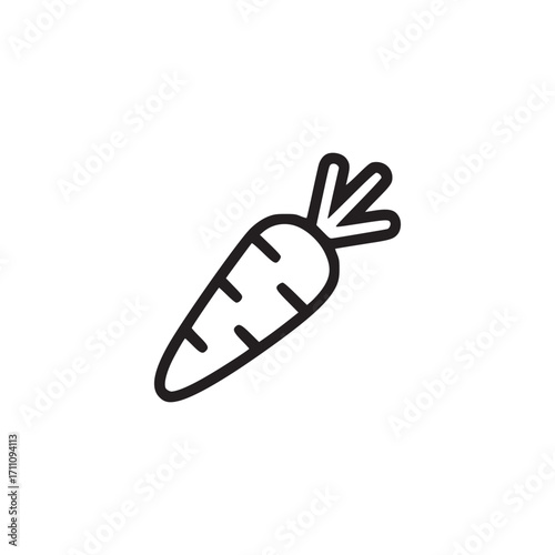 Illustration of a carrot the carrot is drawn with a simple, clean line style, making it appear modern and minimalist the design is suitable for various applications