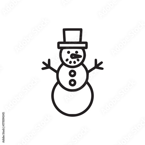 Vector art of snowman icon a charming and simple line drawing of a snowman, ideal for winter, holiday, and festive themes its clean design ensures versatility
