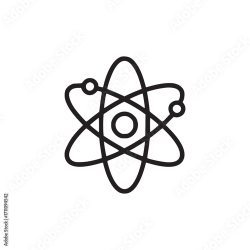 Illustration of an atom, representing science, physics, and chemistry, with electrons orbiting the nucleus, suitable for educational materials and scientific publications