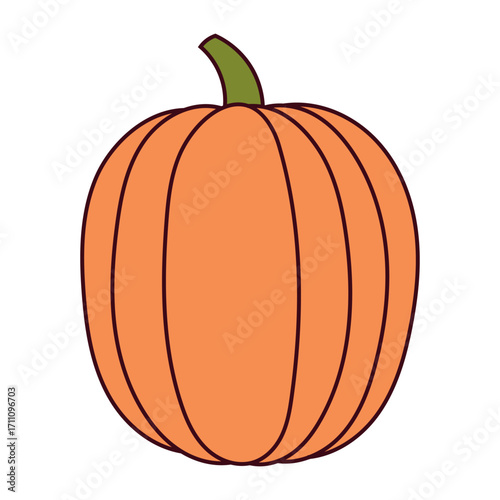Pumpkin, squash, autumn vegetable isolated on transparent. Hand drawn vector illustration. Line art design. Halloween, Thanksgiving, harvest festival traditional holiday element, seasonal clip art
