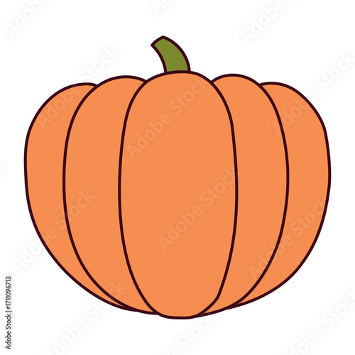 Pumpkin, squash, autumn vegetable isolated on transparent. Hand drawn vector illustration. Line art design. Halloween, Thanksgiving, harvest festival traditional holiday element, seasonal clip art
