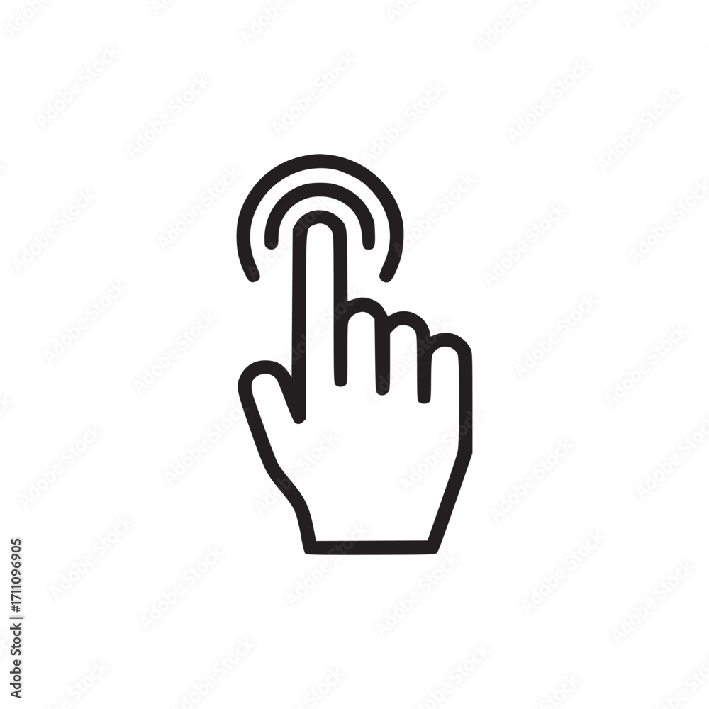 Obraz premium Illustration of a hand touching simple and clean line art of a hand, perfect for user interface designs, website elements, or as a graphic in various projects