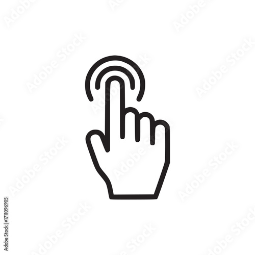 Illustration of a hand touching simple and clean line art of a hand, perfect for user interface designs, website elements, or as a graphic in various projects