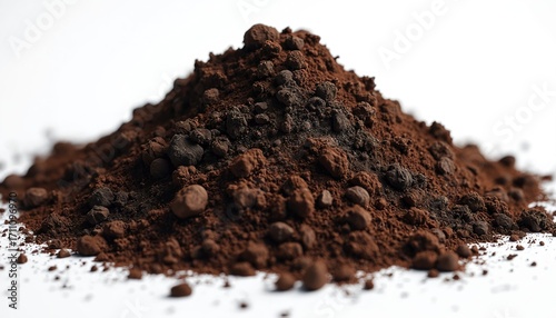 Wallpaper Mural Brown soil pile isolated on white background. Earthy texture with small lumps and fine powder. Closeup view of organic material for gardening or cooking. Torontodigital.ca
