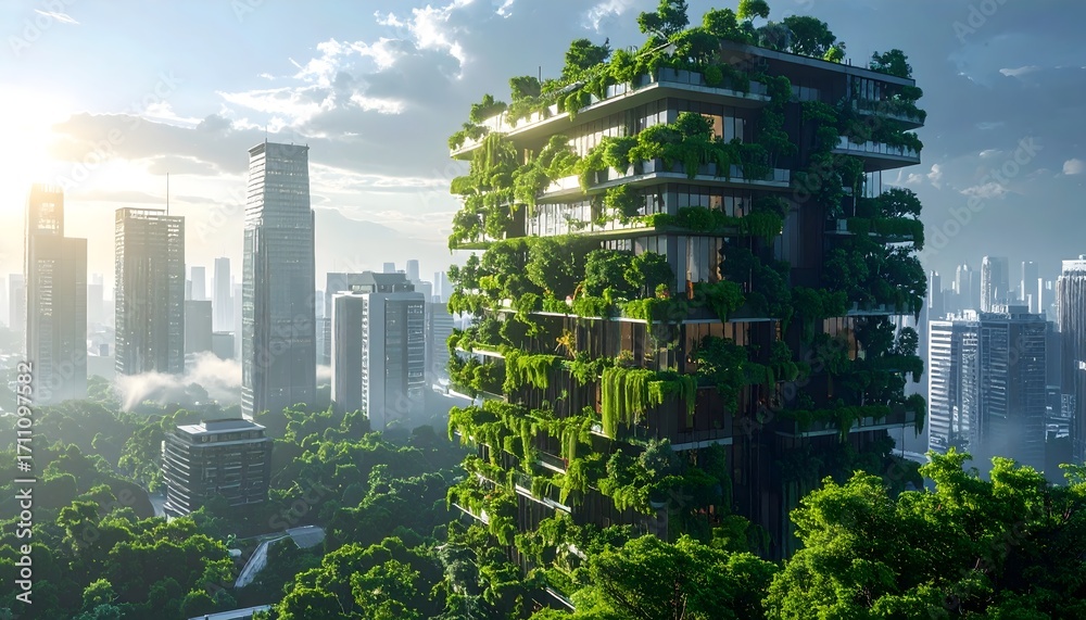 Obraz premium Vertical Garden Skyscraper Futuristic Eco Concept