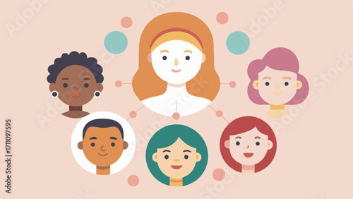 Diverse Skin Types Illustrations of diverse faces representing different skin types and tones each having an exosome treatment experience promoting inclusivity in skincare.
