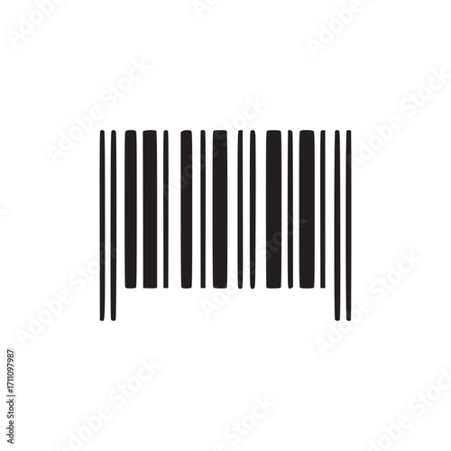 Vector art of black and white barcode, a machinereadable representation of data, used for identifying products and tracking inventory in retail and logistics