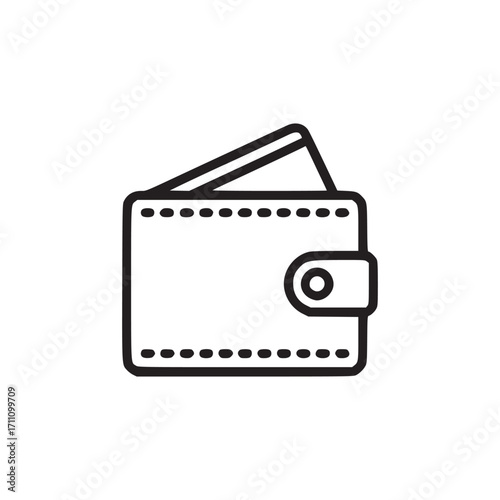Vector art of wallet icon in line style symbol of money, payment, finance, cash, currency, credit card, debit card, transaction, investment, and savings vector illustration