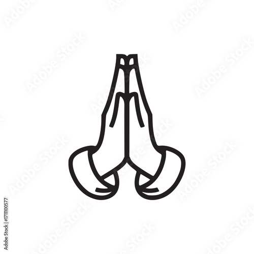 Illustration of praying hands icon the simple design features a clean, minimalist aesthetic, ideal for use in user interfaces, web design, and print materials, conveying the concept of hope