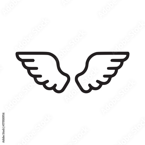 Vector art of wings icon symbol of freedom, flight, and spirituality represents aspiration, inspiration, and the ability to overcome challenges simple, elegant design for various creative projects