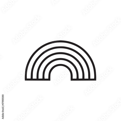 Vector art of a minimalist line art illustration of a rainbow, the rainbow is depicted with smooth, clean lines, creating a simple yet elegant design perfect for various creative projects