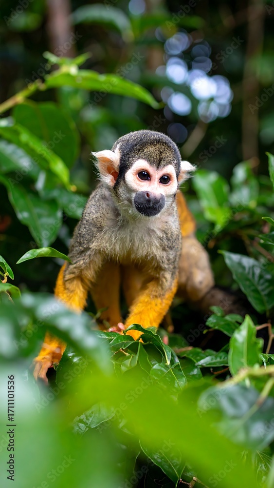 Obraz premium Close-up of a monkey in a jungle setting