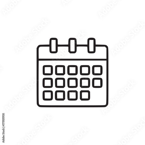 Vector art of calendar icon representing schedule, event, date, appointment, reminder, planning, organization, time management, deadline, agenda, timetable, and important day in a minimalist style