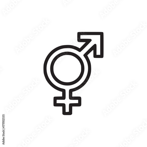 Vector art of gender symbol icon this minimalist vector illustration represents the fusion of male and female symbols, ideal for designs related to gender equality, diversity, and inclusivity
