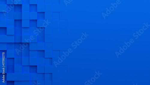 Fototapeta Naklejka Na Ścianę i Meble -  青い立方体が並ぶ抽象的な3D背景 コピースペースあり