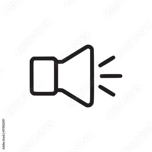 Vector art of loudspeaker icon minimalist vector illustration of a speaker emitting sound waves, perfect for use in user interfaces, applications, and graphic design projects related to audio and comm