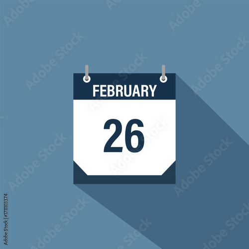 26 February calendar vector illustrations