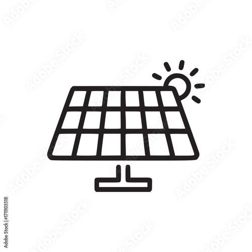 Vector art of solar panel icon clean energy concept with sun and photovoltaic cell, renewable power source, ecofriendly technology, sustainable electricity generation