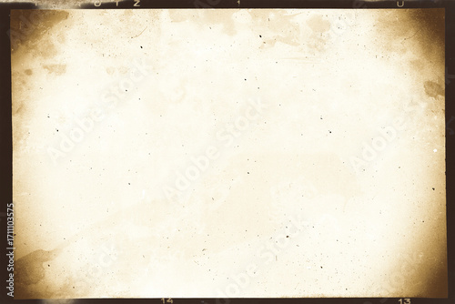 Vintage sepia wet plate photo template with film frame, dusts and scratches and strong lens vignetting on transparent background (png image).	
