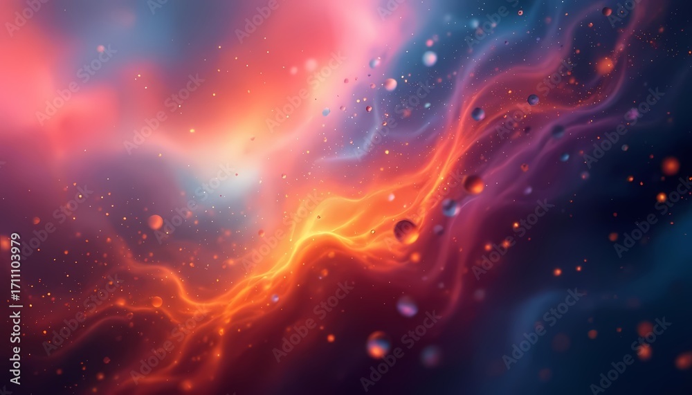 Fototapeta premium Vibrant Abstract Cosmic Nebula with Glowing Particles