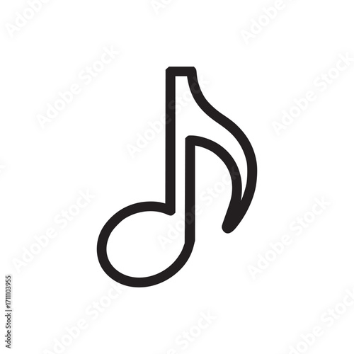 Illustration of a musical note, representing melody and harmony, depicted in a clean, minimalist style with precise lines and balanced proportions, ideal for musicrelated designs