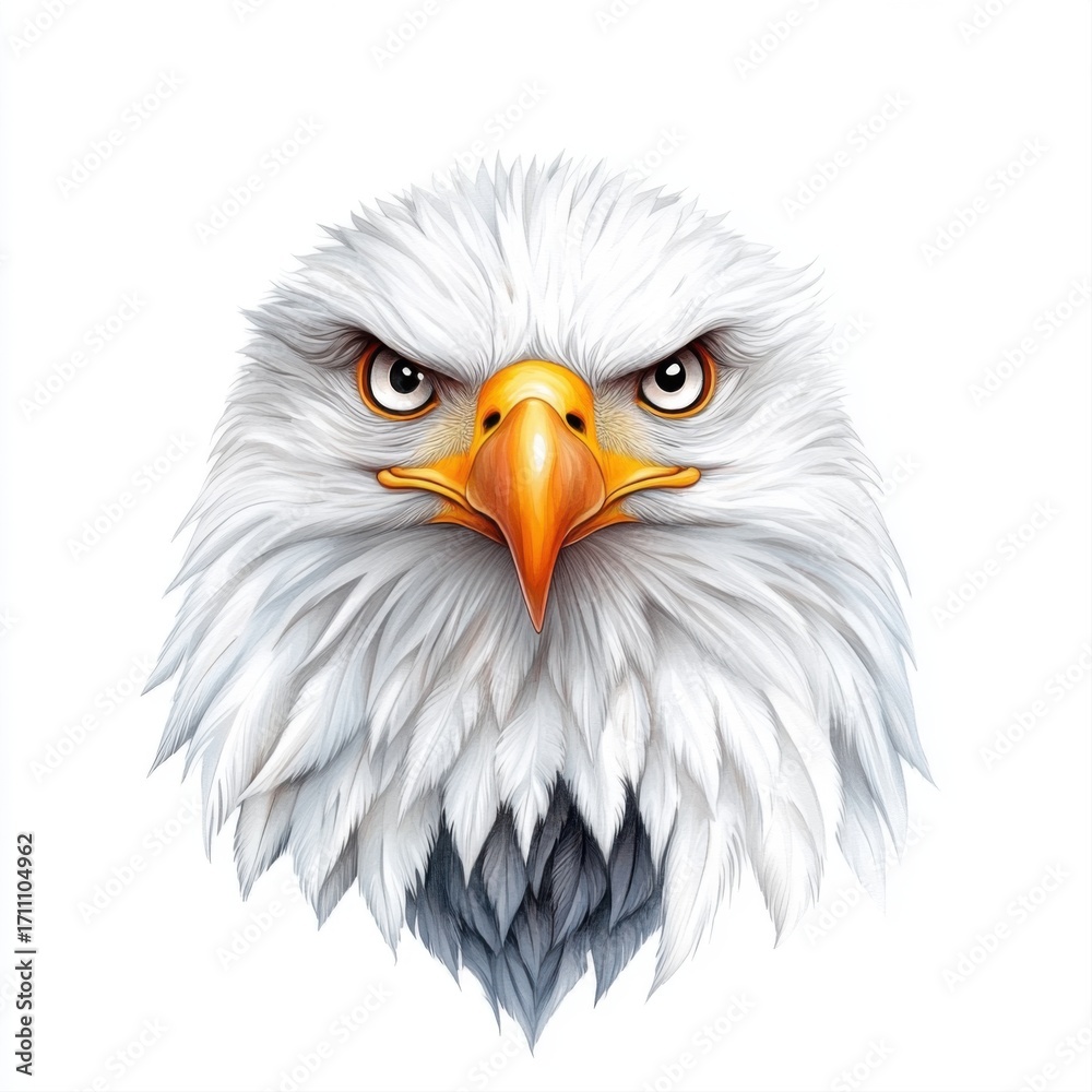 Fototapeta premium Fierce Eagle Head Illustration with Intense Eyes and Feathered Texture