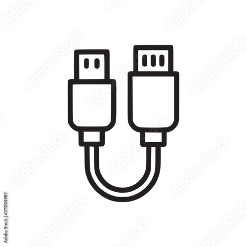 Vector art of usb cable icon connector or plug for connecting and charging devices perfect for websites, apps, presentations and more vector illustration
