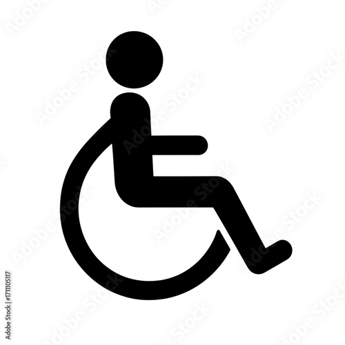 This image is a black silhouette icon depicting a wheelchair user, commonly used as a universal symbol for disability