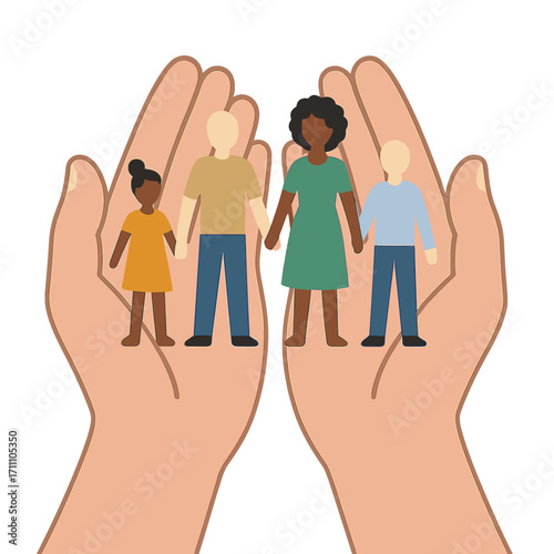 Hands clutching a paper family cutout that symbolizes care, inclusion, and diversity