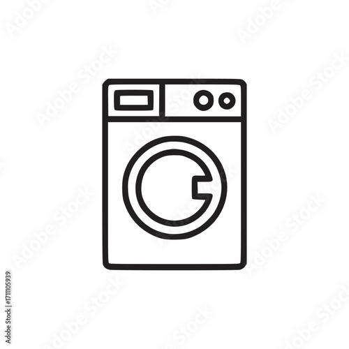 Vector art of simple vector illustration of a washing machine, symbolizing laundry, cleanliness, and household chores, suitable for home appliances, cleaning services, and domestic themes