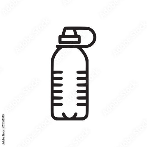Vector art of minimalist vector illustration of a water bottle, representing hydration, fitness, and healthy lifestyle, suitable for sports, outdoor activities, and healthrelated designs