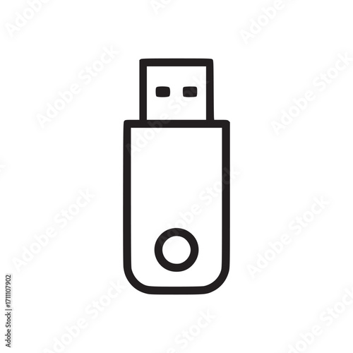 Illustration of a usb flash drive, the simple, minimalist design features clean lines and a modern aesthetic, perfect for conveying data storage and technology