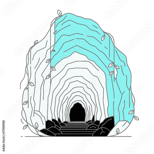 Explore the cave entrance vector illustration adventure travel nature landscape drawing design artwork scene