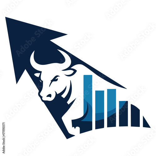 Crypto stock market bull icon in vector style. Ideal for trading, financial markets, investing, business visuals, and cryptocurrency themed projects.